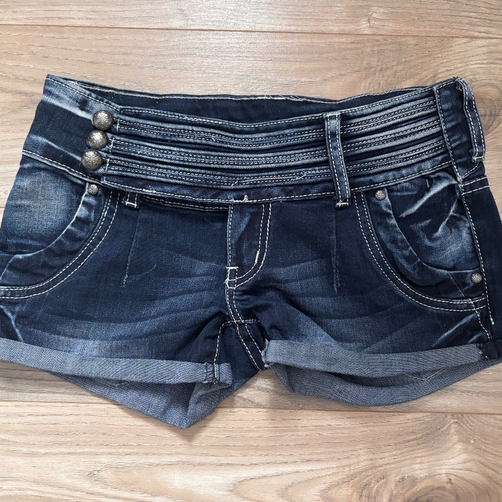 y2k dark denim micro shorts